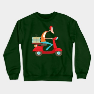 Pizza Delivery Scooter Boy Crewneck Sweatshirt